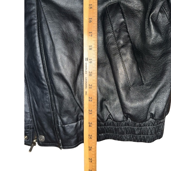 Interstate  Motorcycle Jacket Mens L Buffalo Leather USA Flag Eagle Patches - Picture 11 of 11